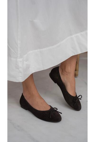 ECENİN BUTİĞİ Zerbi Kahve Süet Hakiki Deri Babet