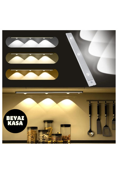 neeko Hareket Sensörlü - Dekoratif Gece Lambası - Usb Şarjlı Led Aydınlatma 40 Cm Beyaz Kasa