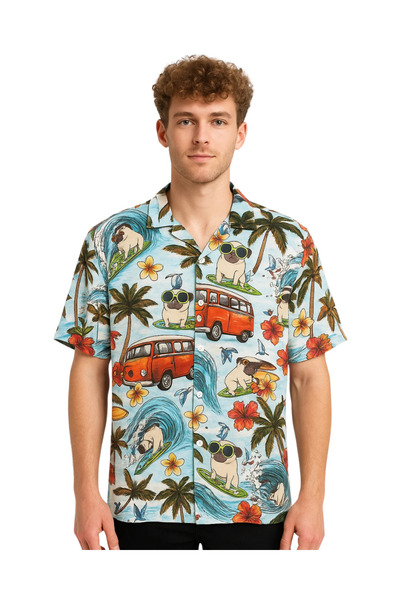 AGA Erkek Hawaii Desenli Oversize Gömlek