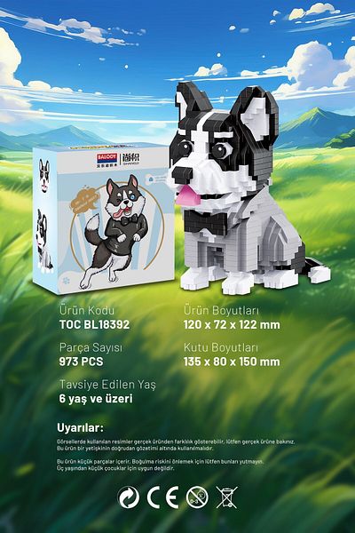 balody Pet Series Mini Husky (Bl18392) Micro Block Building Toys Kit