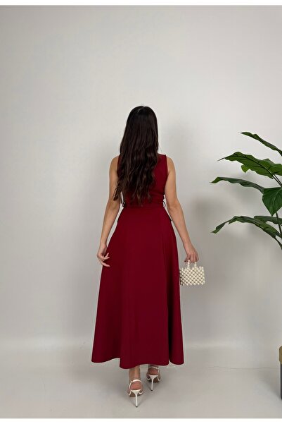 GİZONLY İnci Detaylı Beli Kemerli Livin Kadın Elbise