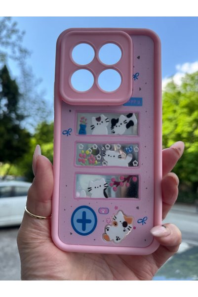 DÜNYA AKSESUAR Xiaomi redmi 14 pro 4G uyumlu mutlu kedi ayıcık sevimli çiçekl...