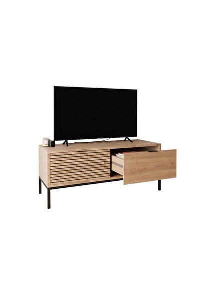 Bimossa B0060 120 Cm Alya Geniş Tv Sehpası 50'' Tv Uyumlu Metal Ayaklı Modern Depolamalı Tv Ünitesi