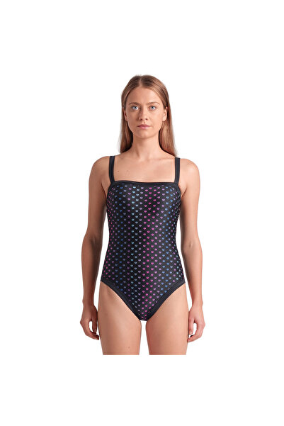 ARENA Rainbow Monogram Kadın Siyah Yüzücü Mayosu 007074515