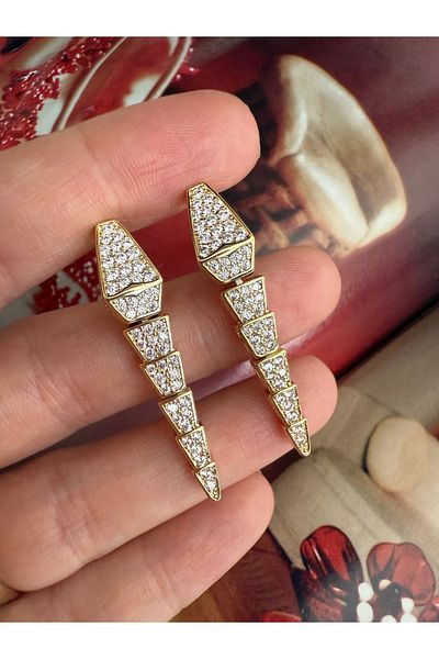 Pinery Jewels Vip Series - Pair of Snake Earrings with Zirconia Stones