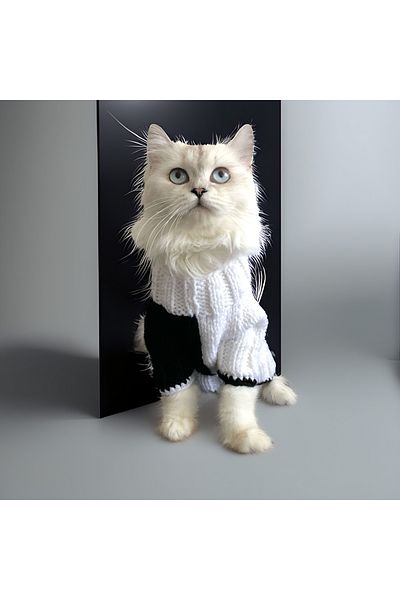 Lady Fify Black and White Fan Sweater for Cat and Dog