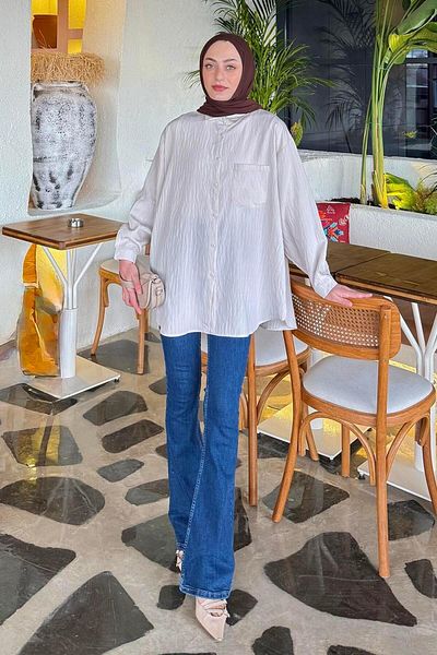 lamelif Paris Hijab Shirt Stone Subway Style Stone