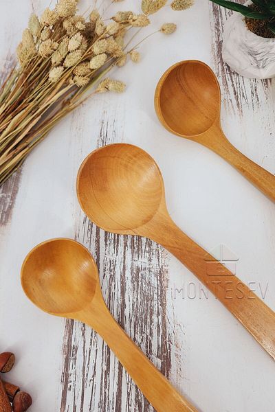 MONTESEV Wooden Wooden Kitchen Spoon Set 3 Pieces Beech, Boxwood and Bamboo Wood Spoons