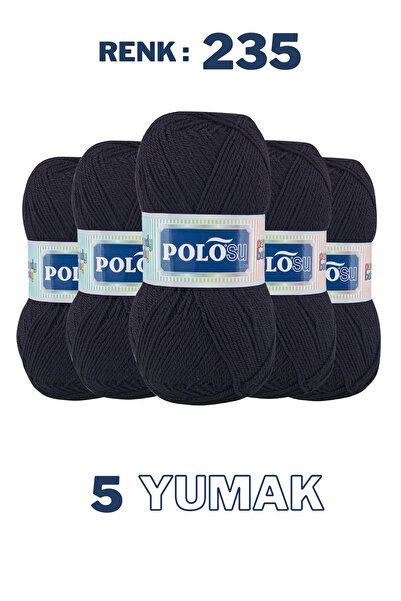 Polosu (5 Adet) Candy Baby %100 Premium Akrilik Bebek Örgü İpliği - 235 - Siyah