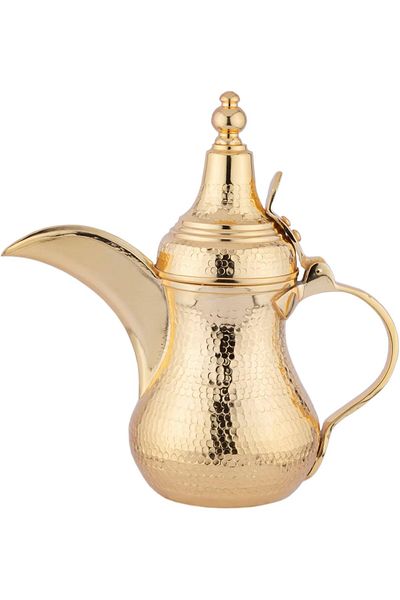 ALSAIF Dallah from Saif, 23 oz., ideal for preparing and serving Arabic coffee. Gold color.