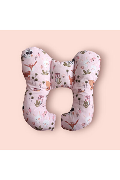 Coco Dilek Pembe karışık hayvanlı bebek boyun yastığı,bebek seyehat yastığı,p...