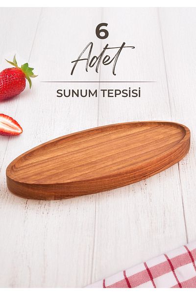 Kitchen Life 6-Piece Ayous Tree Boat Serving and Presentation Plate - Presentation Tray