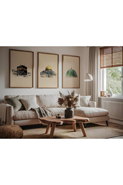 ARTCASTLE Set de 3 tablouri cu ramă din lemn Locație religioasă