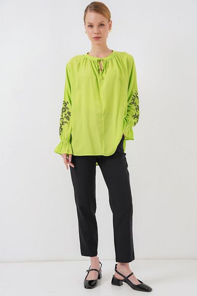 MRA Fashion Embroidered Knitted Blouse 941 - E.Green