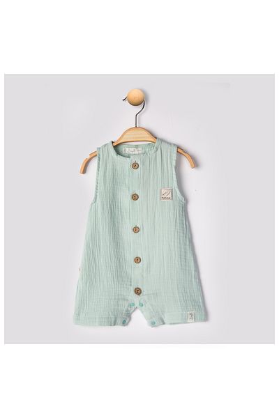 Babyhola Begi 100% Cotton Muslin Baby Girl Wide Strap Snap Jumpsuit 22405