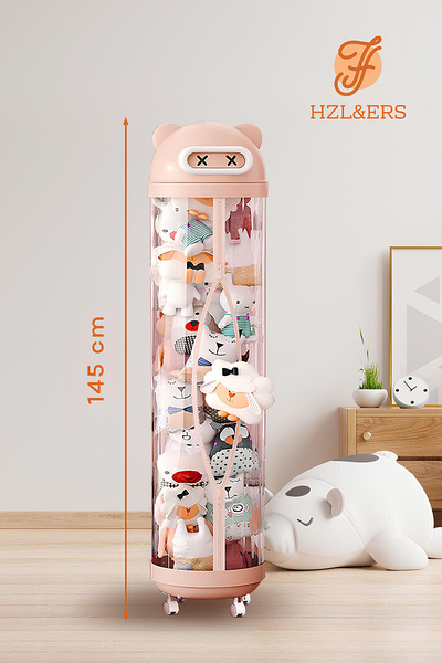 HZL-ERS Oyuncak Kulesi | Yaklaşık 90 Litre Saklama Alanı | Şeffaf Şık Pratik Oyuncak Saklama Dolabı 30*145