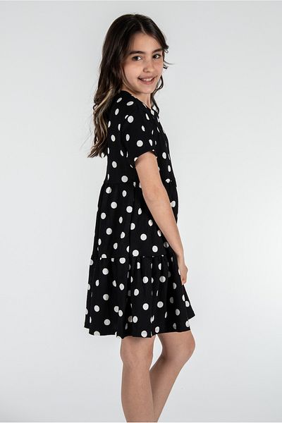 Kyron 3 Piece Polka Dot Girl's Short Sleeve Dress - Black
