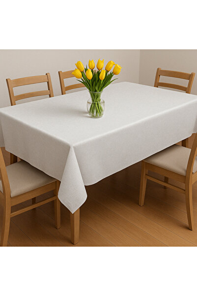 ela777 FAȚĂ DE MASĂ ALBĂ DIN POLIESTER (140*220 CM) ȘI POLIESTER SUBȚIRE CU J...