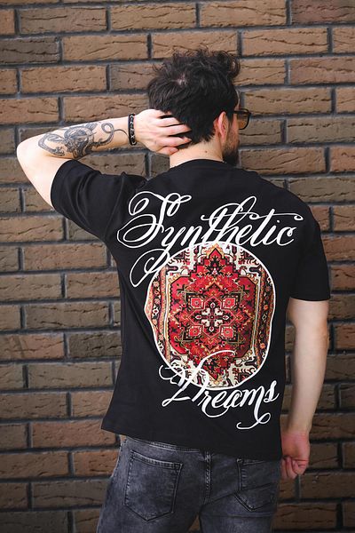 Oksit Ethnic Pattern Logo Back and Front Printed Cotton Comfort Men's Tshirt
