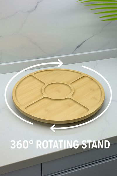 Albergio Bamboo 5-Section 360 Rotating Presentation Stand 32 cm