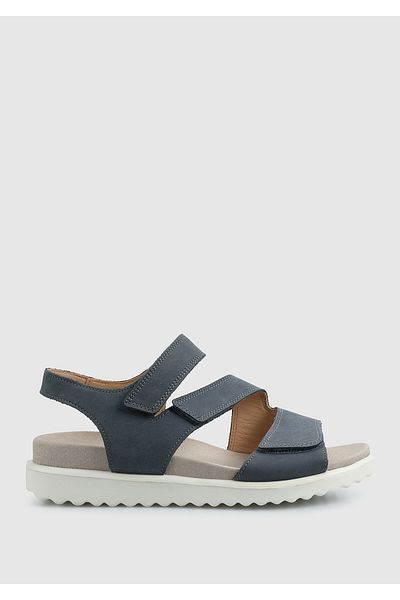 Legero Γυναικεία φλατ σανδάλια Navy Blue Δερμάτινα