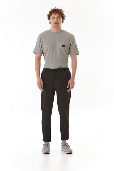 Fulla Moda Παντελόνι Jogger από ύφασμα βάφλα με δεμένη μέση