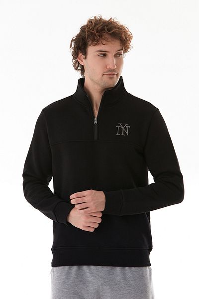 Fulla Moda Φούτερ Ny με κεντημένο γιακά με μισό φερμουάρ
