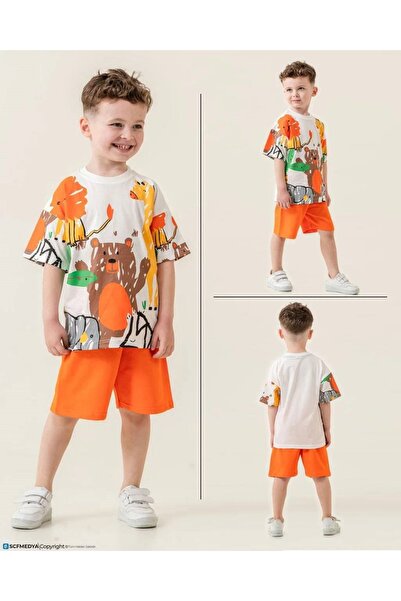 Little Pumpkin Літній комплект для хлопчиків з шортами та принтом тварин