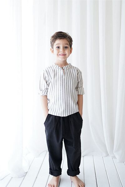 Catz Kids Pantaloni morcov din in negru Vera - Detaliat cu cusaturi
