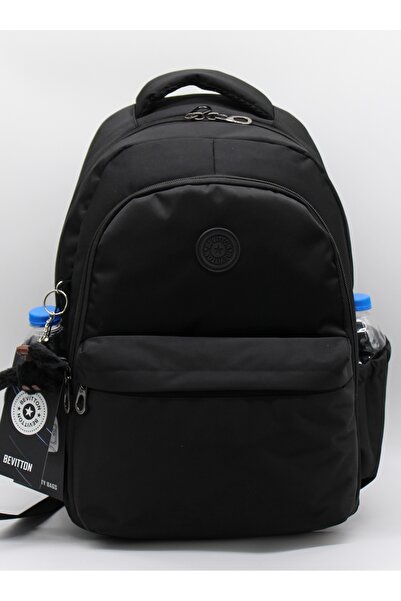Bevitton 2200 Siyah Suya Dayanıklı Kumaş Okul Çantası Unisex Okul Sırt Çantası