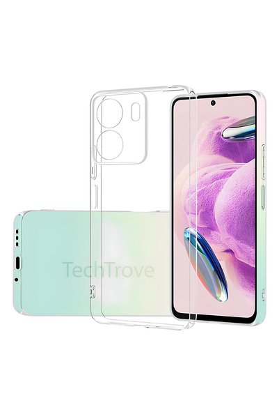 TechTrove Xiaomi Redmi 13C Kılıf Kamera Koruma Çıkıntılı Şeffaf ve Esnek Sili...