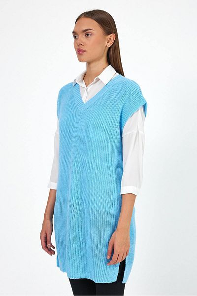Rodi V-Neck Zero Sleeve Knitwear Women's Sweater - 0608