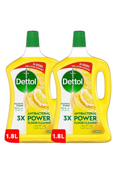 Dettol Power Floor Cleaner, Lemon Scent, 1.8L x 2