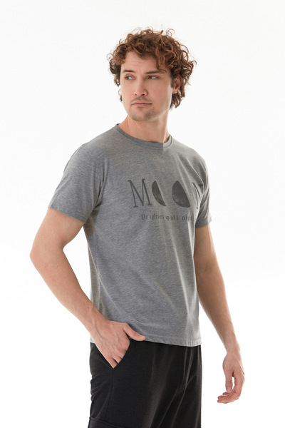 Fulla Moda Moon Yazı Ve Ay Baskılı Bisiklet Yaka Tişört