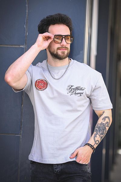 Oksit Ethnic Pattern Logo Back and Front Printed Cotton Comfort Men's Tshirt
