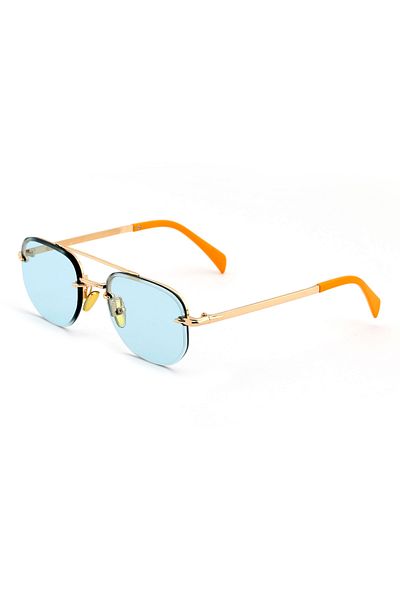 TomyHelf Unisex Sunglasses - Rectangle Design, Gold Metal Frame and Yellow Glass Db1078/S