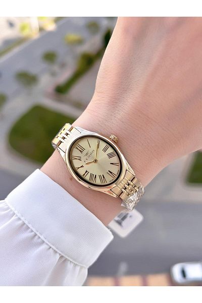 FERRO Women's Wristwatch and Bracelet + 2 Years Warranty Italian Design Steel Band Oval Case