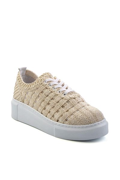 Bambi Beige Genuine Leather Women's Sneaker K 01303018616