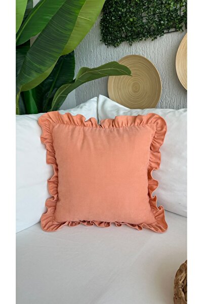 Decamor home Husă de pernă cu volane vintage de culoare somon 1 buc