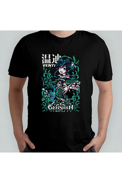 Pixxa Μπλουζάκι Genshin Impact Venti Unisex 100% βαμβακερό με λαιμόκοψη