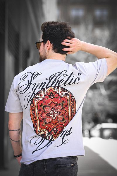 Oksit Ethnic Pattern Logo Back and Front Printed Cotton Comfort Men's Tshirt