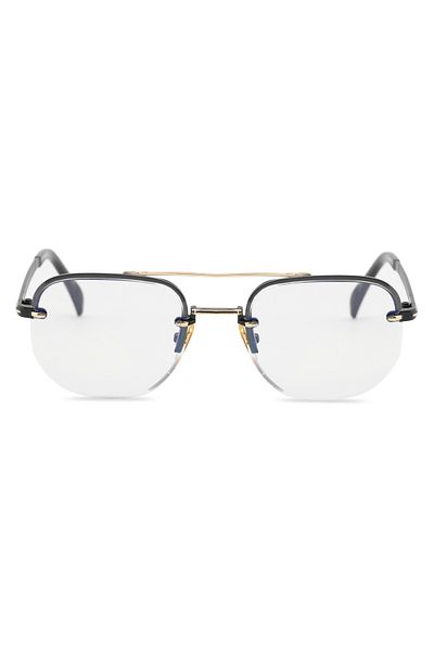 TomyHelf Unisex Sunglasses Rectangle Design Gold Black Metal Frame Clear Glass Db1078/S David Bckhm