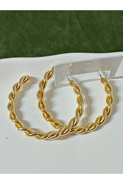 mos&more Gold Burma 5,5cm Halka Kadın Küpe Çelik