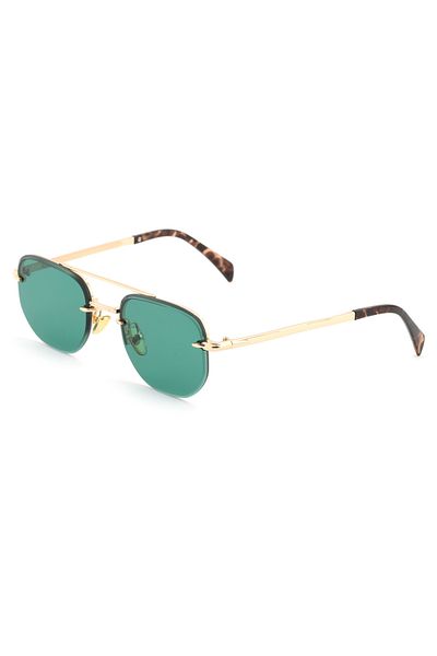 TomyHelf Unisex Sunglasses - Rectangle Design, Gold Metal Frame, Green Glass Db1078/S David Bckhm