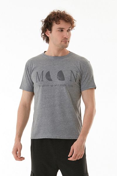 Fulla Moda Μπλουζάκι με λαιμόκοψη με στάμπα Moon Text and Moon