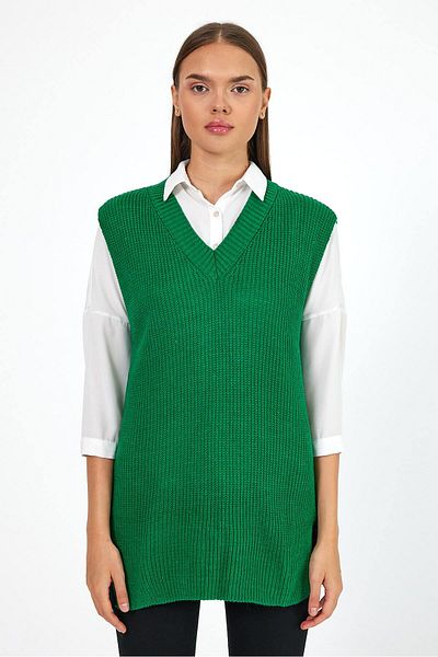 Rodi V-Neck Zero Sleeve Knitwear Women's Sweater - 0608