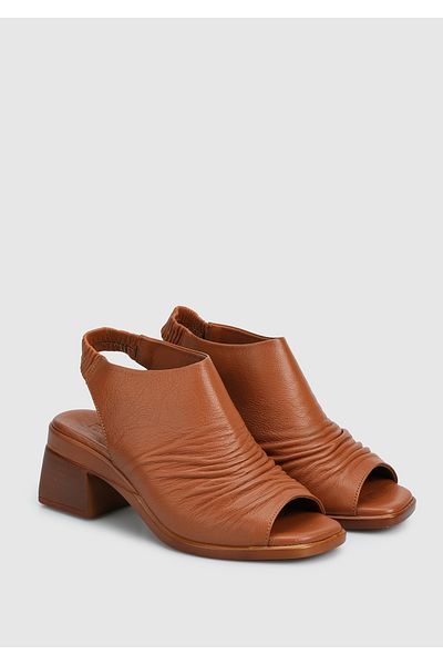 Provoq Tan Leather Women's Flat Sandals