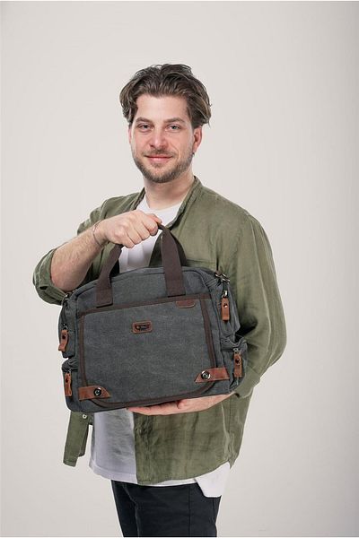 ÇÇS 31352 Model Canvas Briefcase with Shoulder Strap