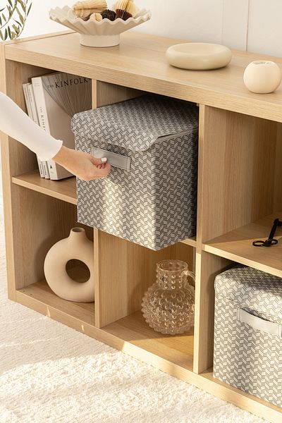 REKHOME صندوق تخزين منظم للألعاب مكون من قطعتين باللون الرمادي مع غطاء قابل للطي