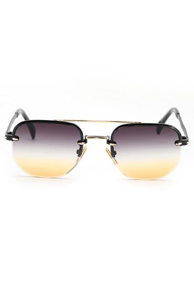 TomyHelf Unisex Sunglasses Rectangle Design Gold Black Metalframe Black Yellow Glass Db1078/S David Bckhm